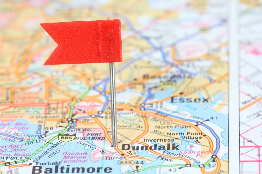 Dundalk, MD on a map.